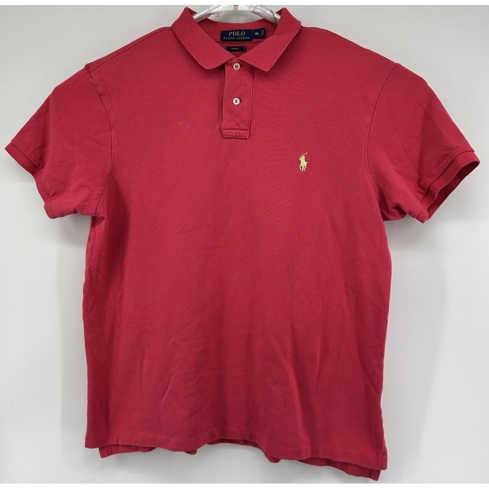 Polo Ralph Lauren Slim Fit Short‎ Sleeve Polo Shirt Salmon Men's XL